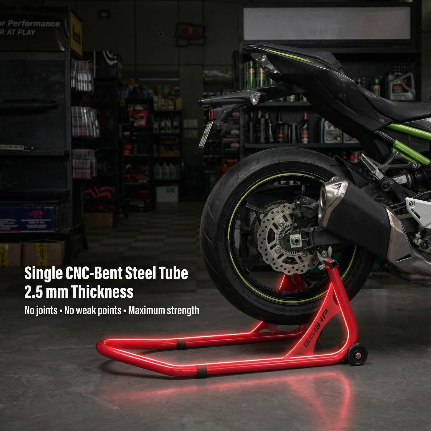 66Bhp Universal Paddock Stand – Spool Type + Swing Arm (2-in-1)