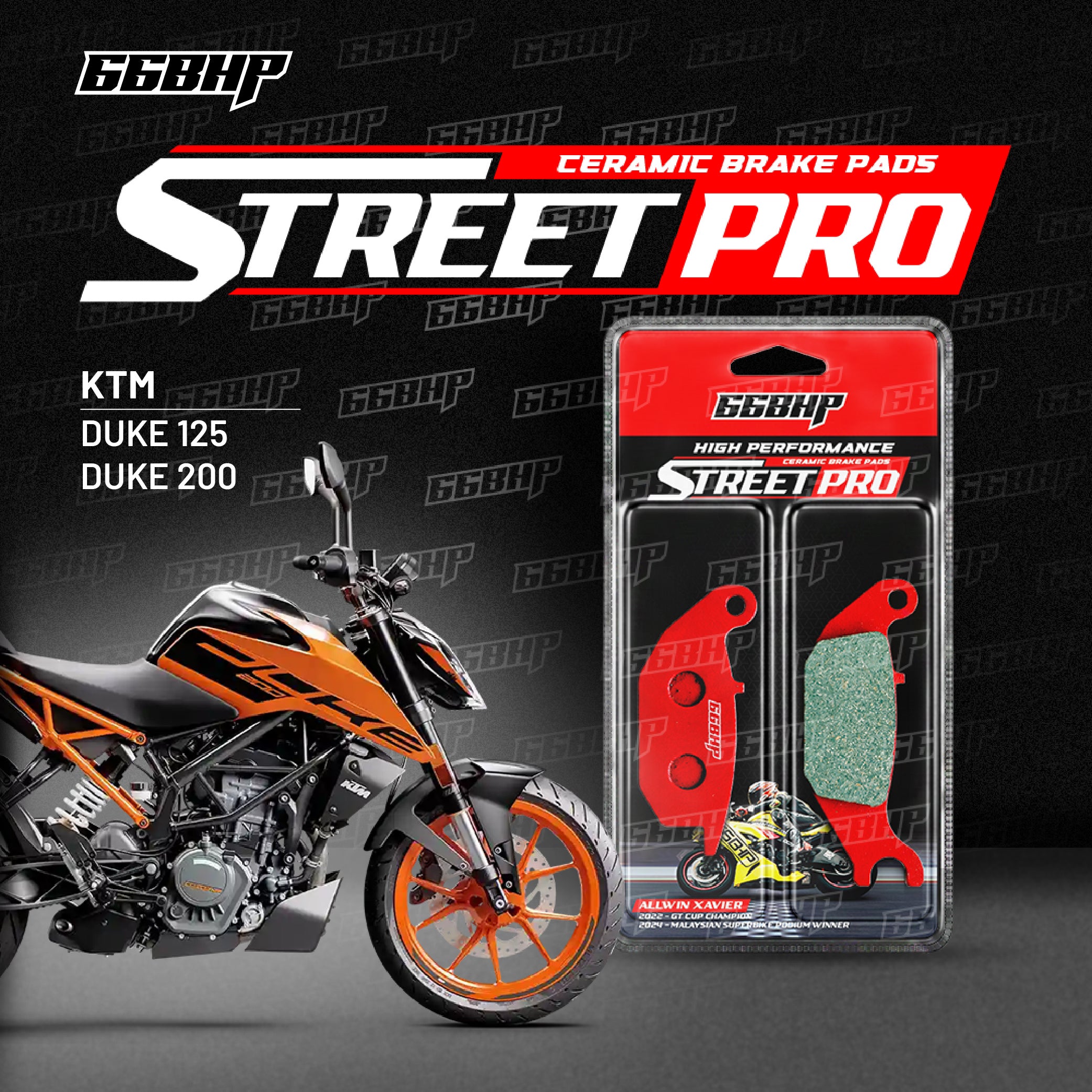 ブレンボ ブレーキパッド KTM RC DUKE 125 200 250 390 KTM Duke & RC 125 / 200 / 250 / 390 66BHP street pro semi ceramic