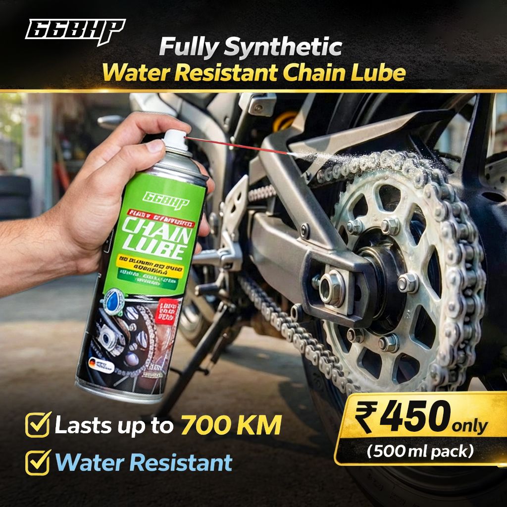 66BHP Fully Synthetic Motorcycle Chain Lube – Water-Resistant, Long-Lasting Protection (500 ml)