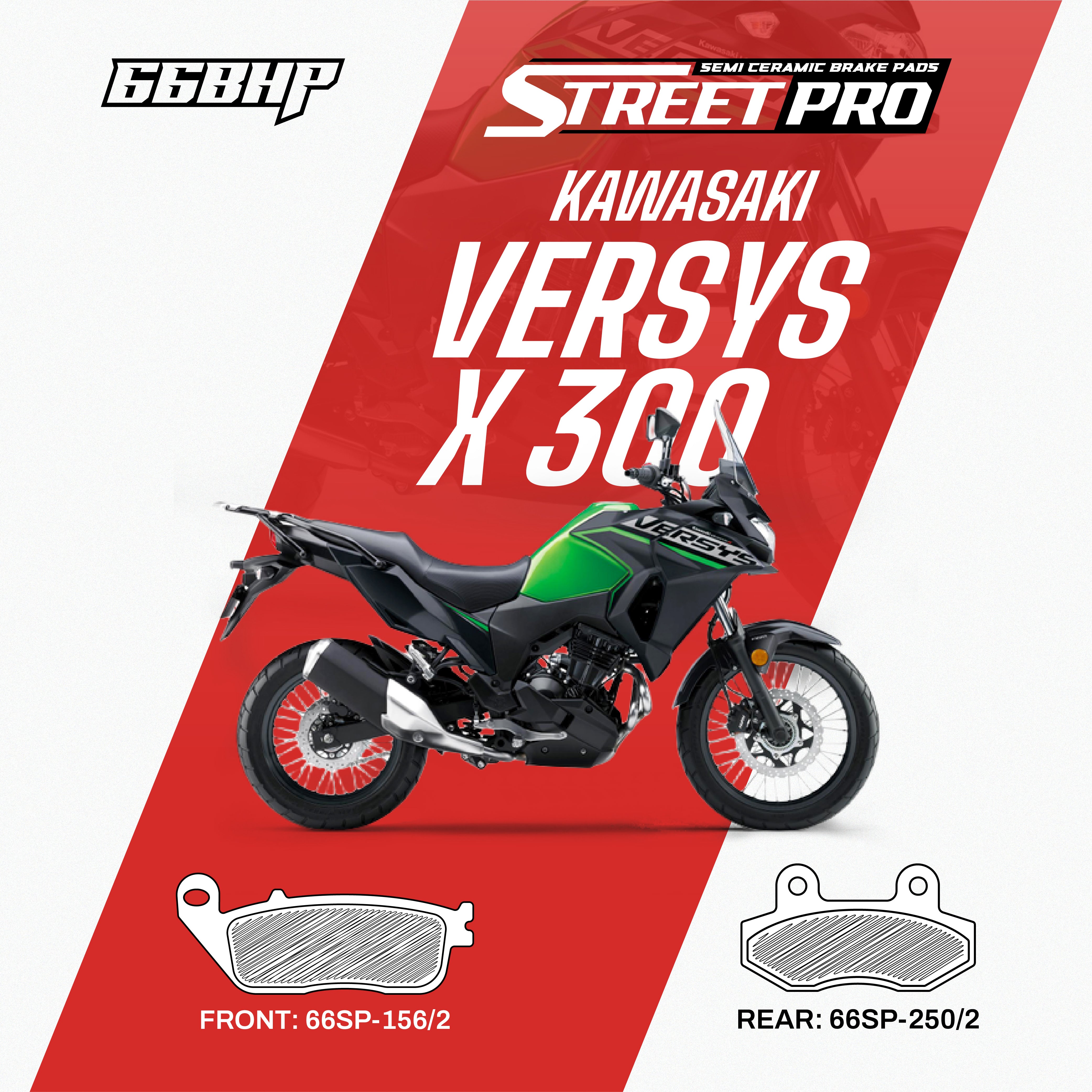 Kawasaki versys 300 X 66bhp street pro semi ceramic brake pad