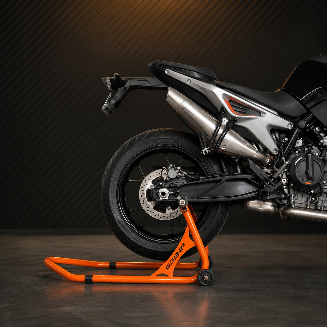 66Bhp Universal Paddock Stand – Spool Type + Swing Arm (2-in-1)