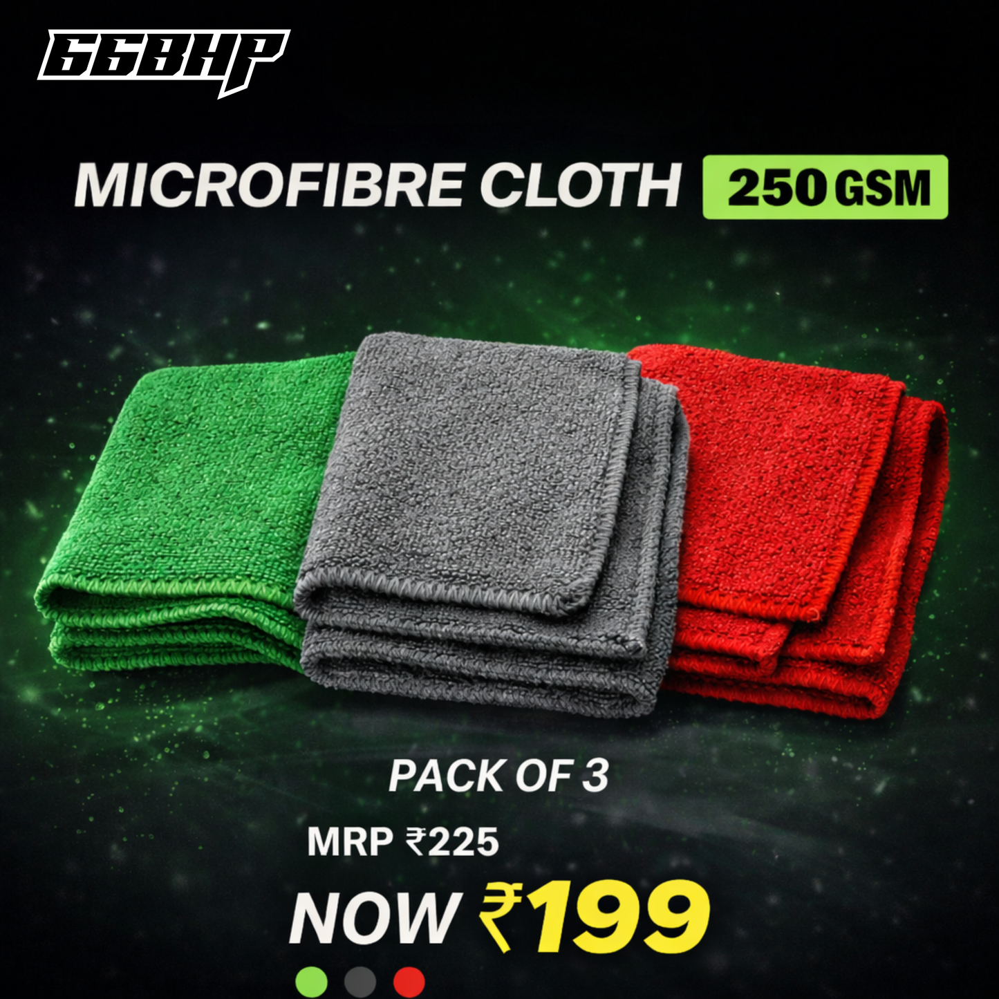 66BHP Premium 250 GSM Microfiber Cloth – Ultra Soft & High Absorbency