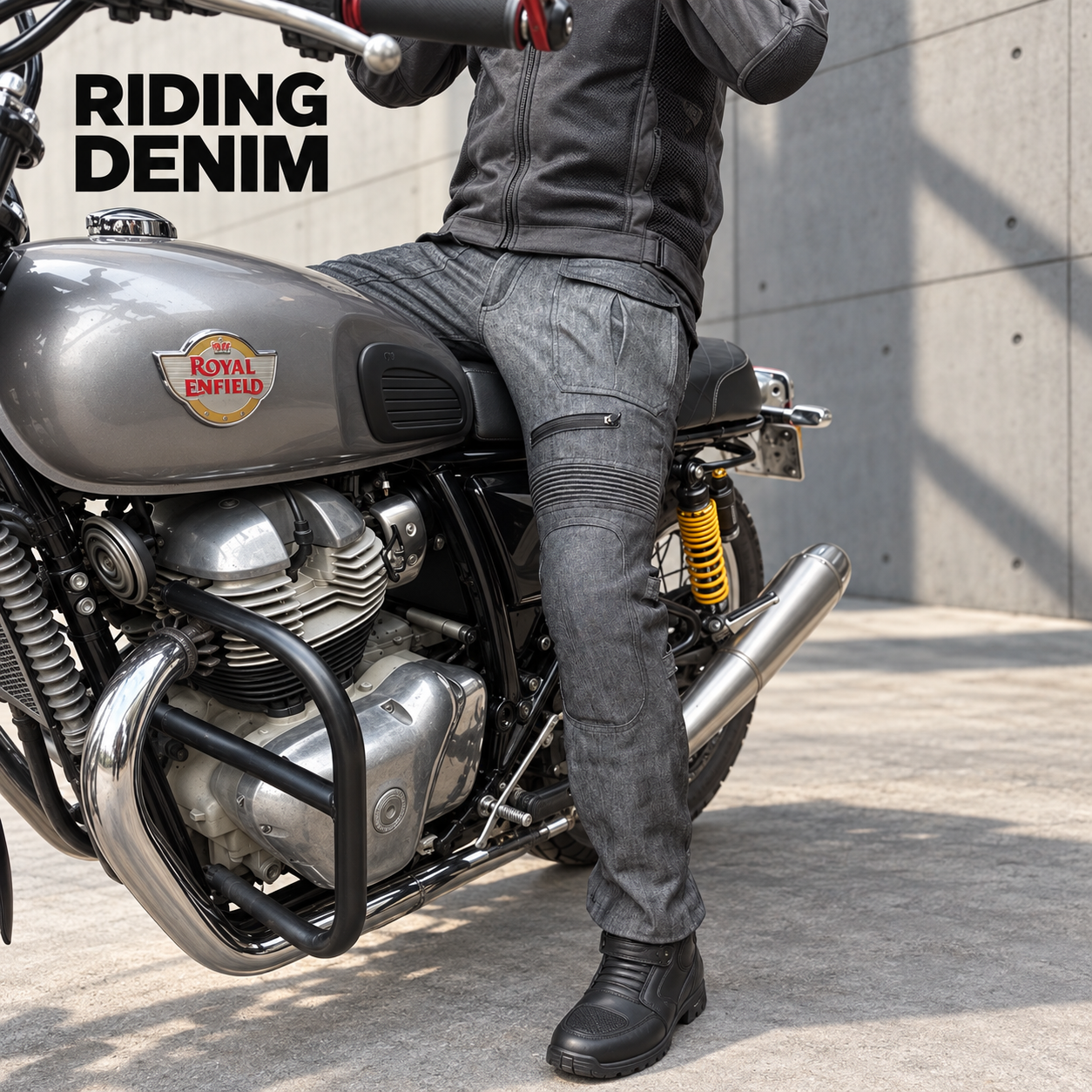 66BHP Riding Denim Pants With Level 2 Knee Protectors