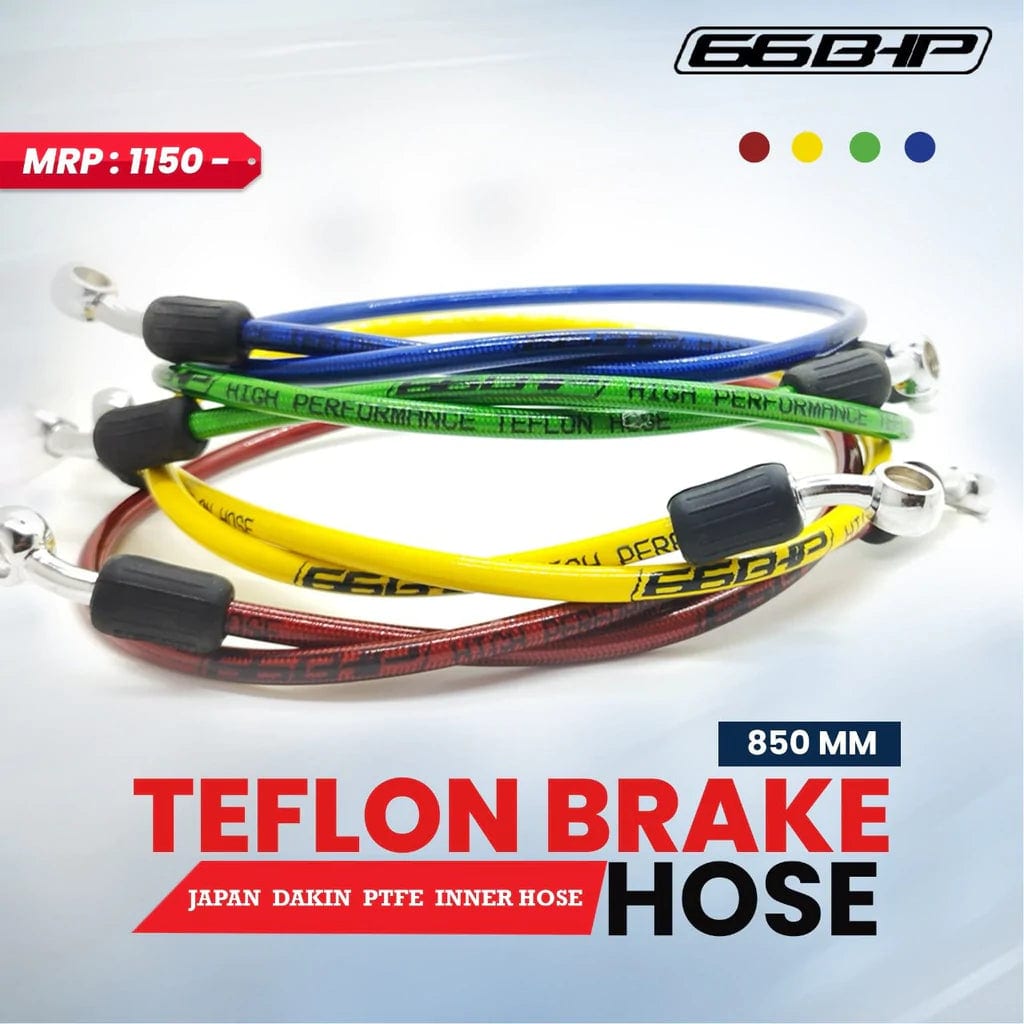66Bhp Teflon Brake Hose 850MM (Diken Japan) with Premium Chrome Polished Banjo