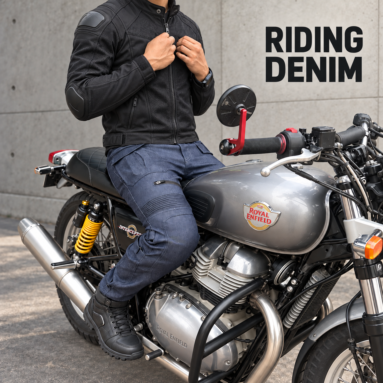 66BHP Riding Denim Pants With Level 2 Knee Protectors