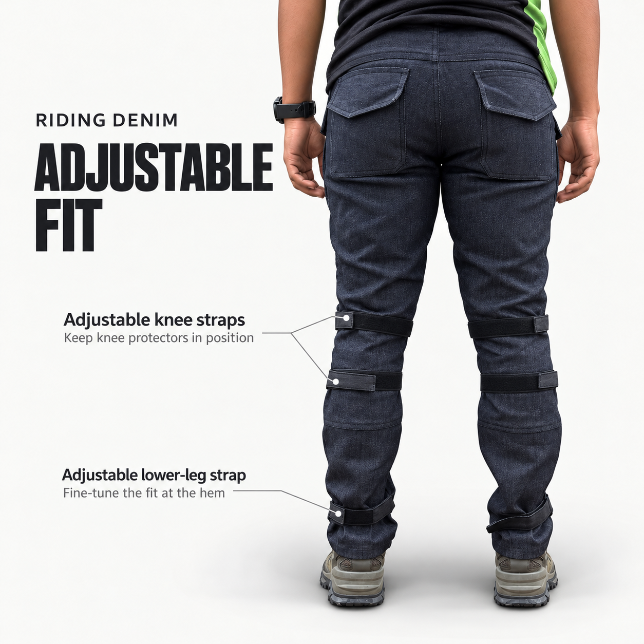 66BHP Riding Denim Pants With Level 2 Knee Protectors