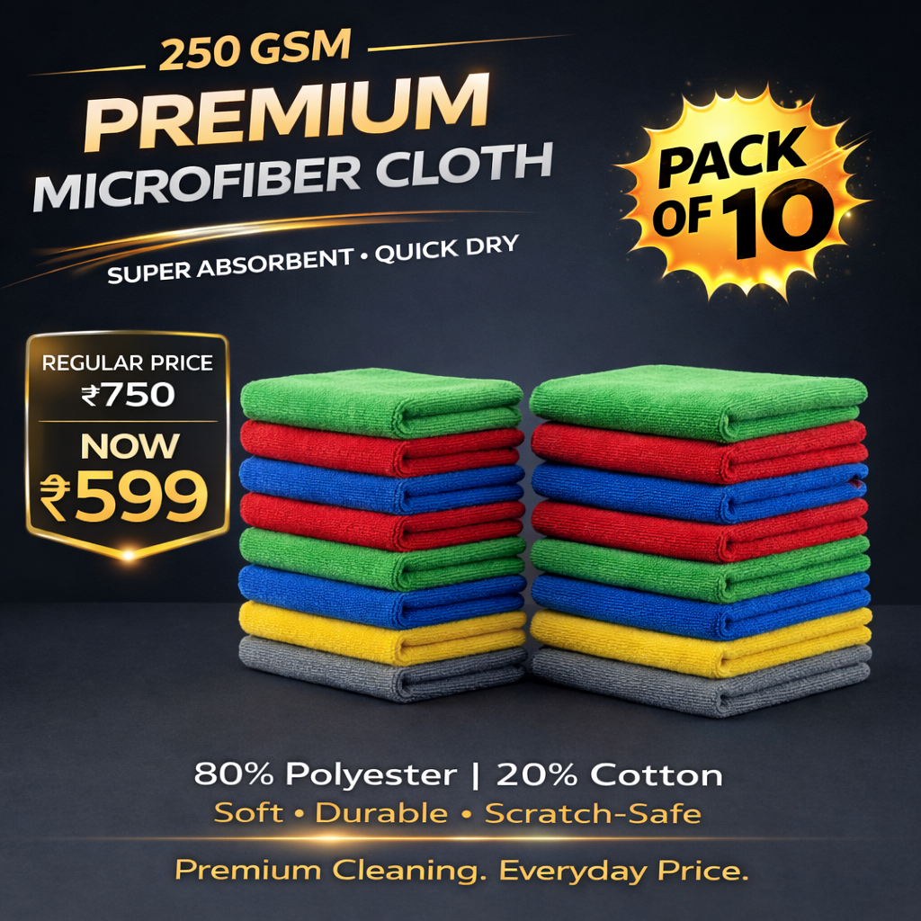 66BHP Premium 250 GSM Microfiber Cloth – Ultra Soft & High Absorbency