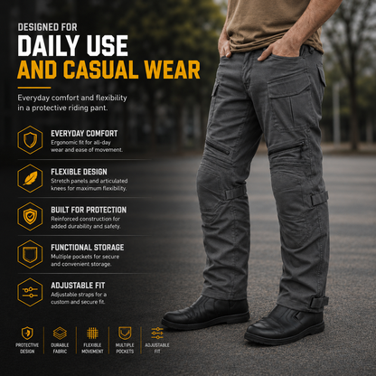 Nomad Riding Cargo Pants – Level 2 CE Knee Protection | Adjustable Straps | Everyday Riding Comfort