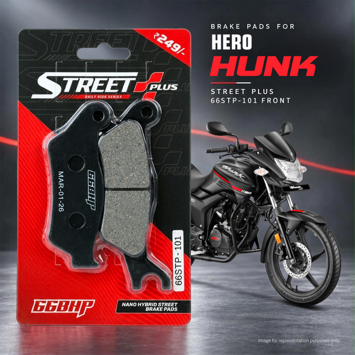 66BHP Street Plus nano-organic brake pads for Hero Hunk /Xtreme/CBZ Xtreme
