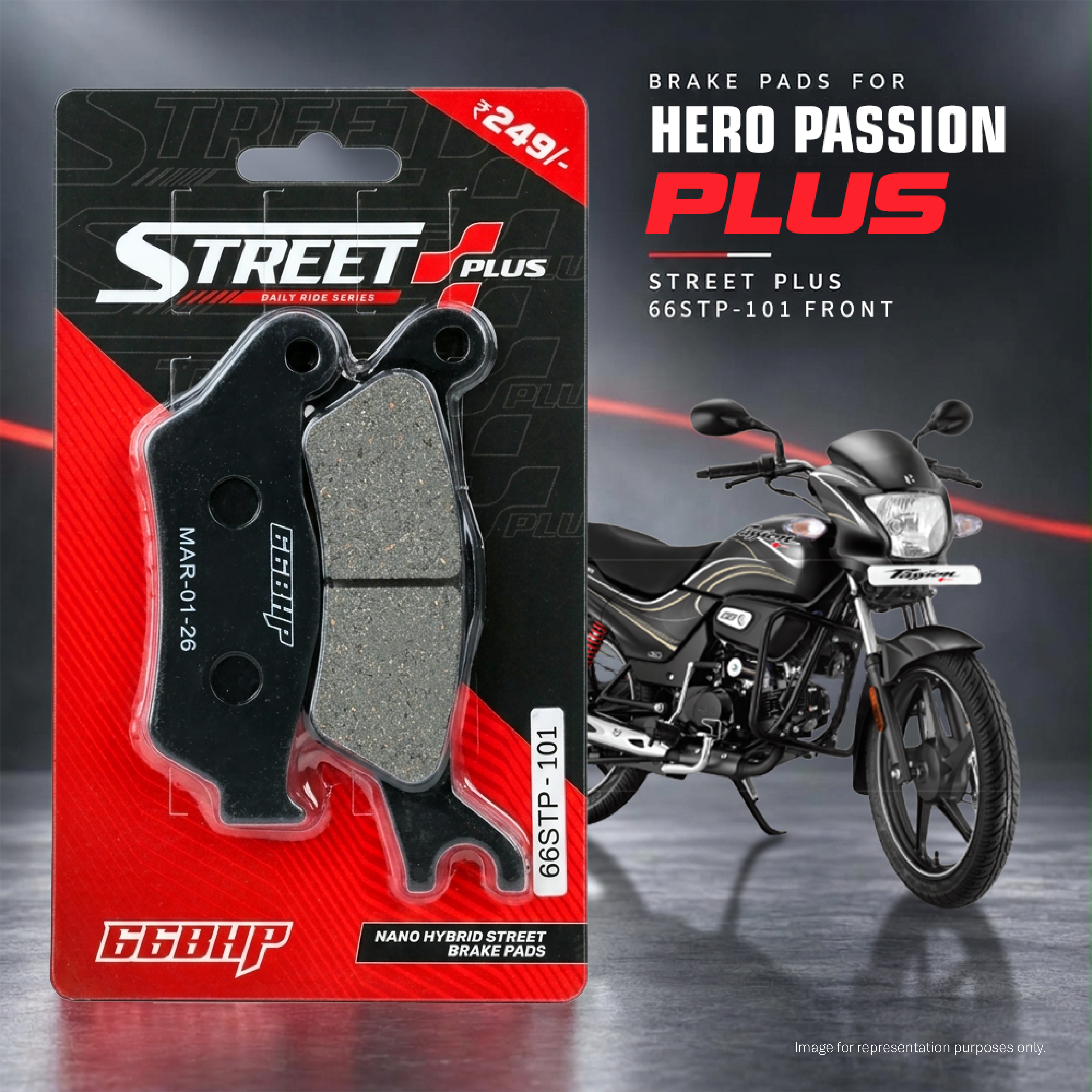 Hero Passion Plus / Passion Pro / Passion X Pro 66BHP Street Plus Brake Pads