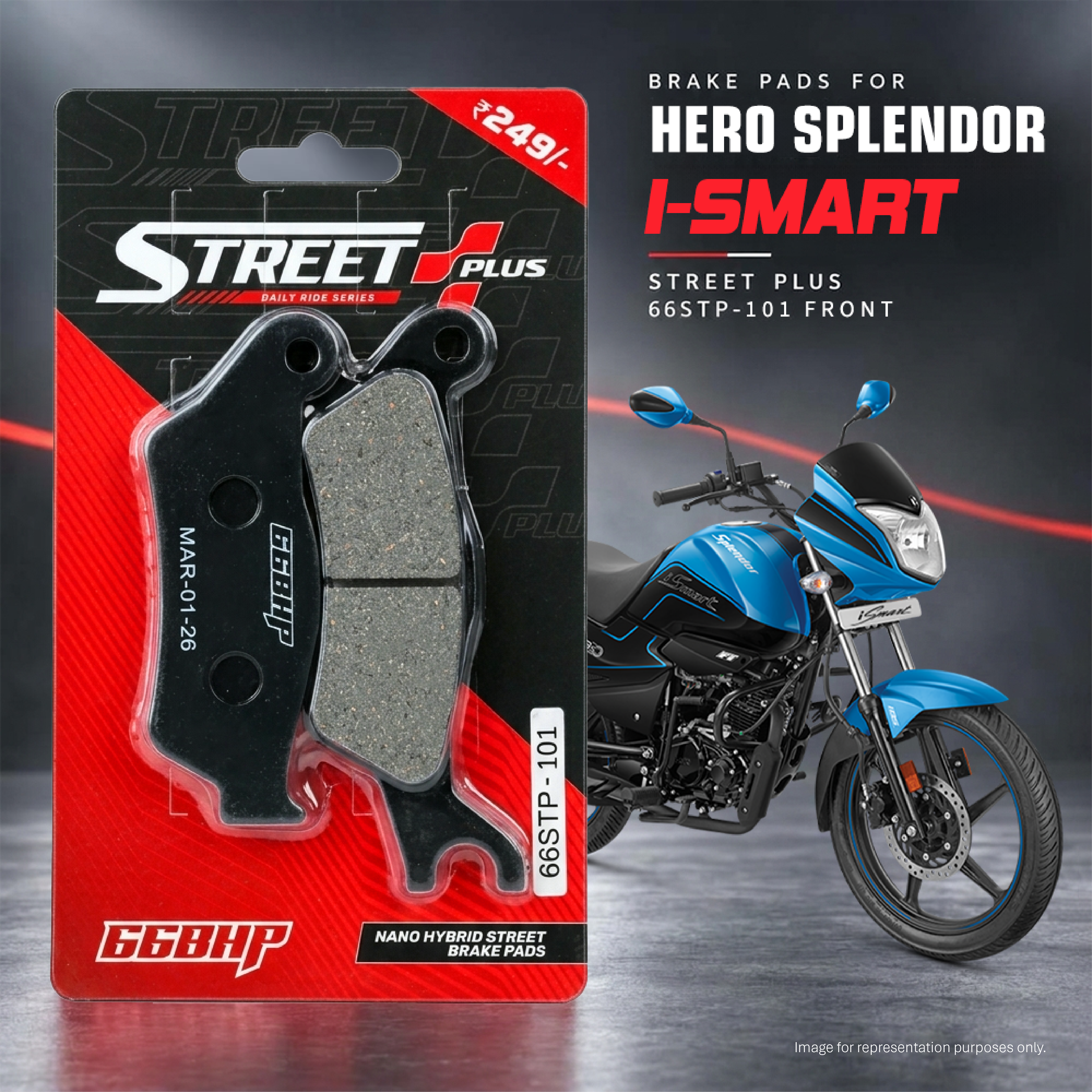 Hero Splendor Plus 13S /Super Splendor/Splendor I Smart 66BHP Street Plus Brake Pads