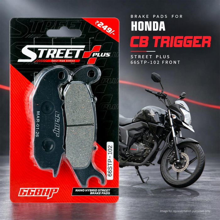 66BHP Street Plus nano-organic brake pads for Honda CB Trigger