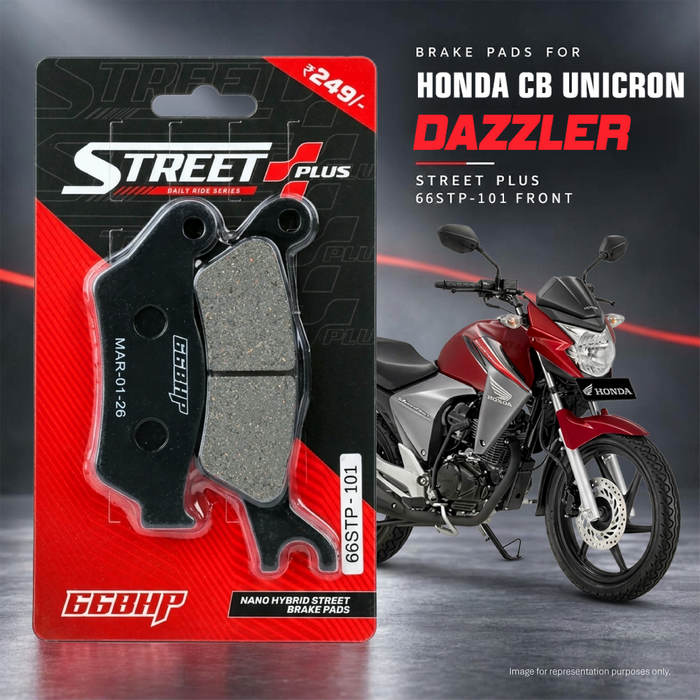 66BHP Street Plus nano-organic brake pads for Honda CB Unicorn Dazzler