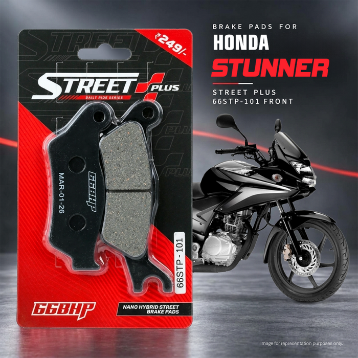 66BHP Street Plus nano-organic brake pads for Honda Stunner