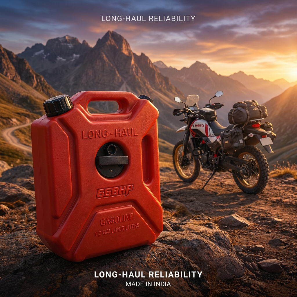 66BHP Long-Haul Motorcycle Jerry Can – 5 Liter | Rugged Fuel Can for Touring & Adventure