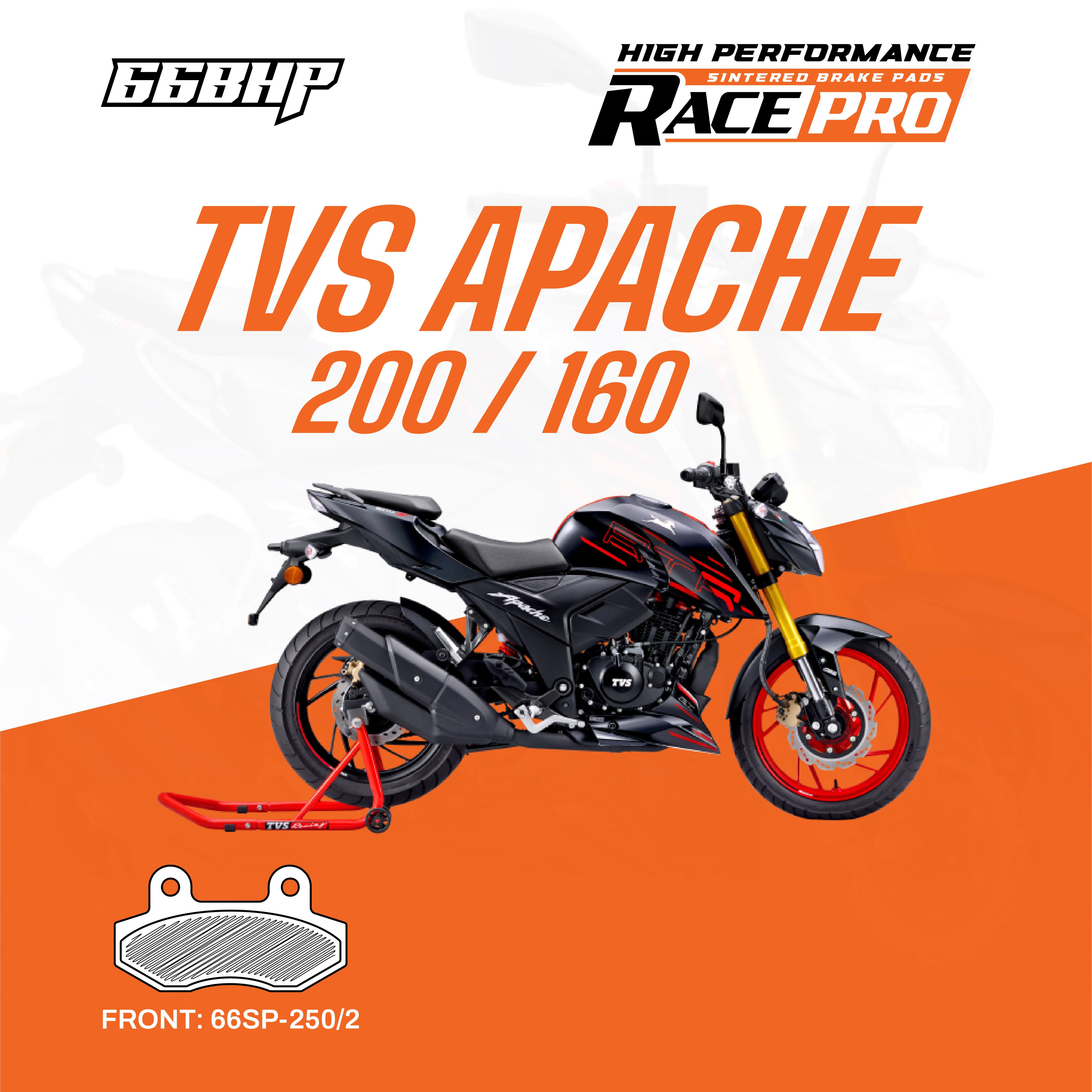 TVS Apache RTR 200 / Apache RTR 160 Race Pro Sintered Brake Pad