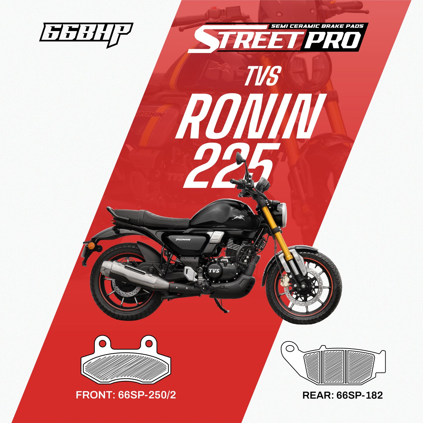 TVS Ronin 66bhp street pro semi ceramic brake pads