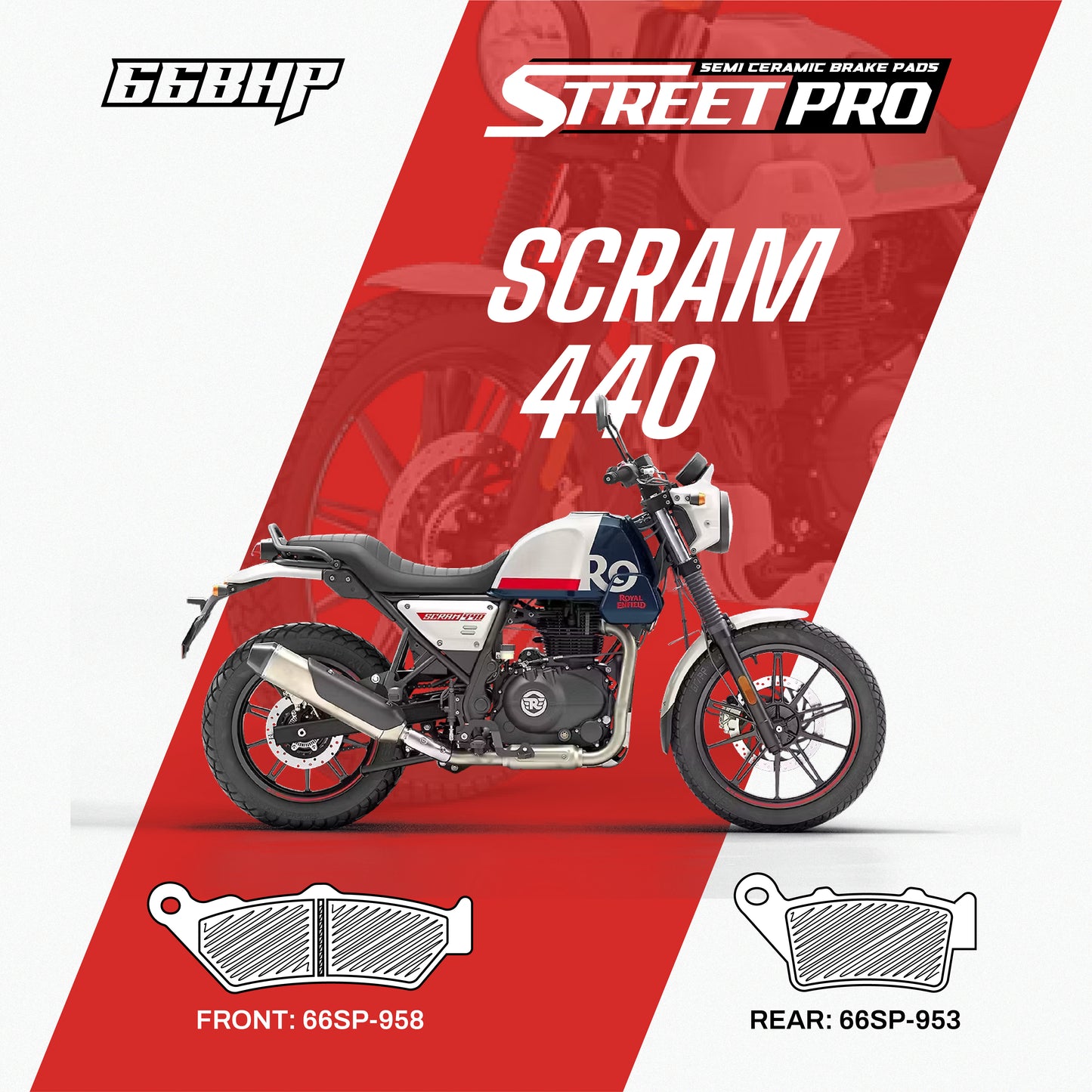 Royal Enfield Scram 440 Street Pro Semi Ceramic Brake Pads