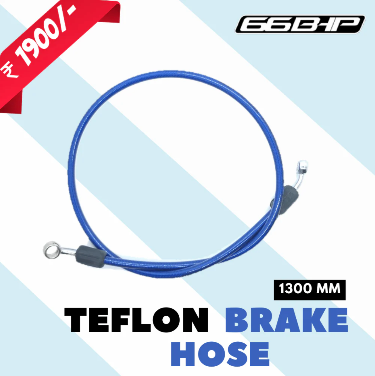 66Bhp Teflon Brake Hose 1300mm (Diken Japan) with Premium Chrome Polished Banjo