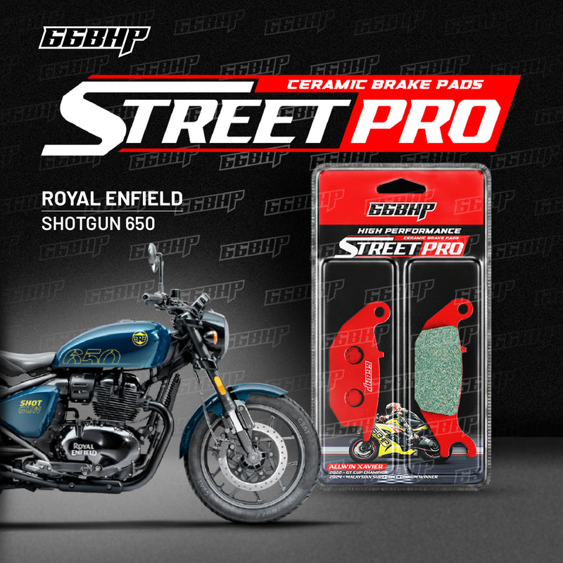 66BHP Street Pro ceramic brake pads for Royal Enfield Shotgun 650