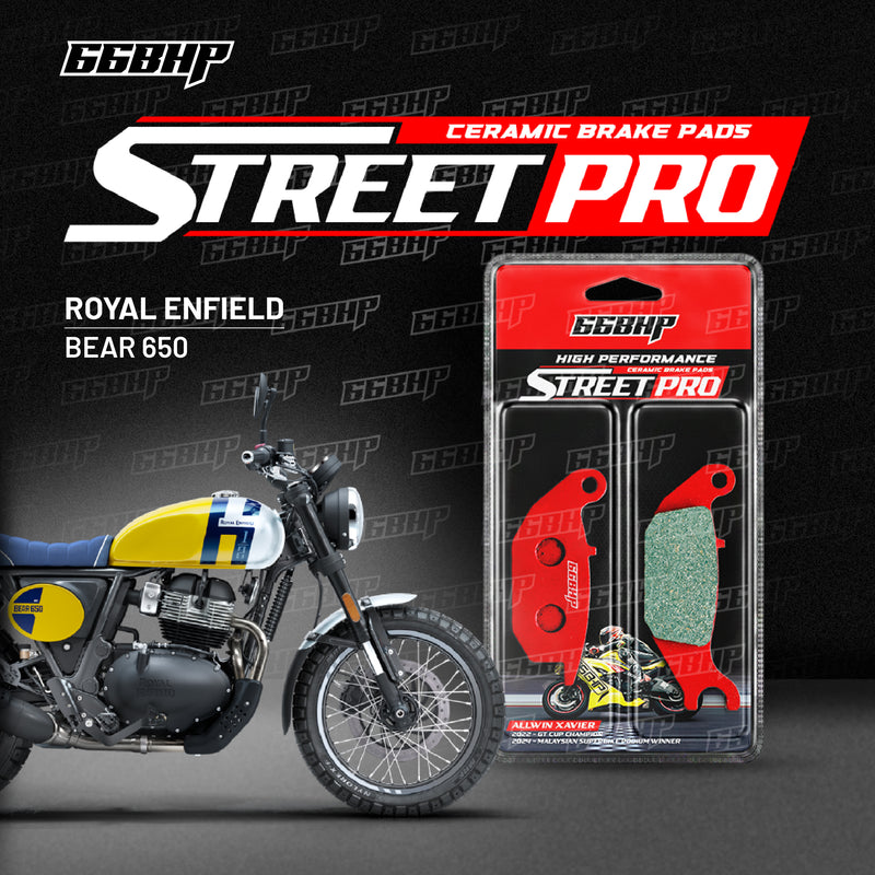 66BHP Street Pro ceramic brake pads for Royal Enfield Bear 650