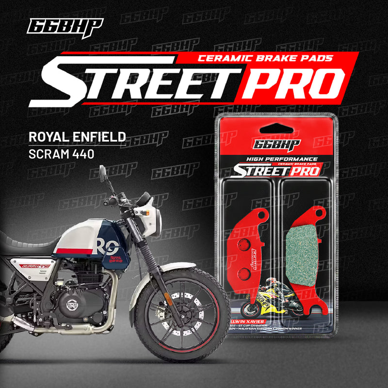 66BHP Street Pro ceramic brake pads for Royal Enfield Scram 440