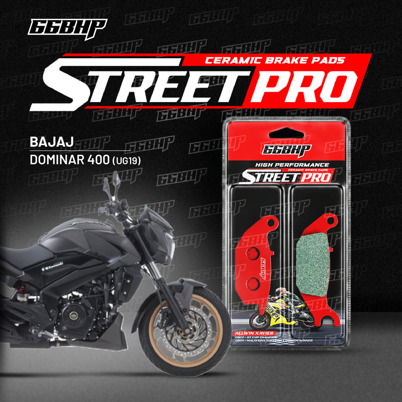 66BHP Street Pro ceramic brake pads for Bajaj Dominar 400 UG19