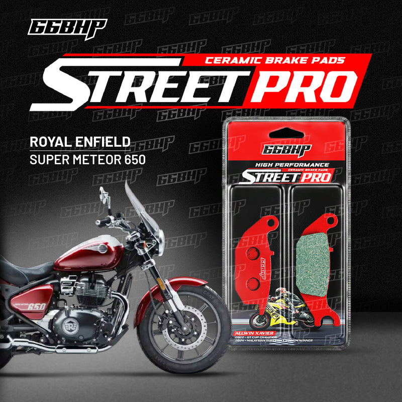 66BHP Street Pro ceramic brake pads for Royal Enfield Super Meteor 650