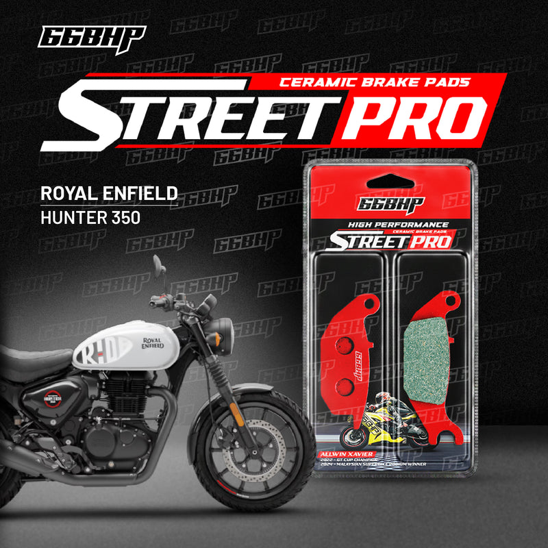 66BHP Street Pro ceramic brake pads for Royal Enfield Hunter 350