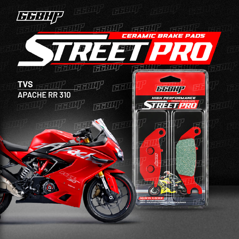 66BHP Street Pro ceramic brake pads for TVS RR 310