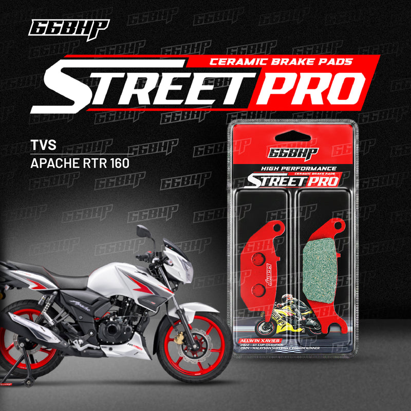 66BHP Street Pro ceramic brake pads for TVS RTR 160
