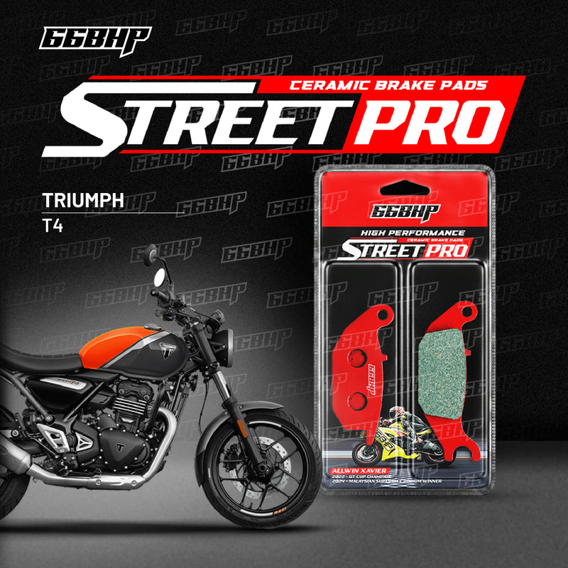 66BHP Street Pro ceramic brake pads for Triumph T4