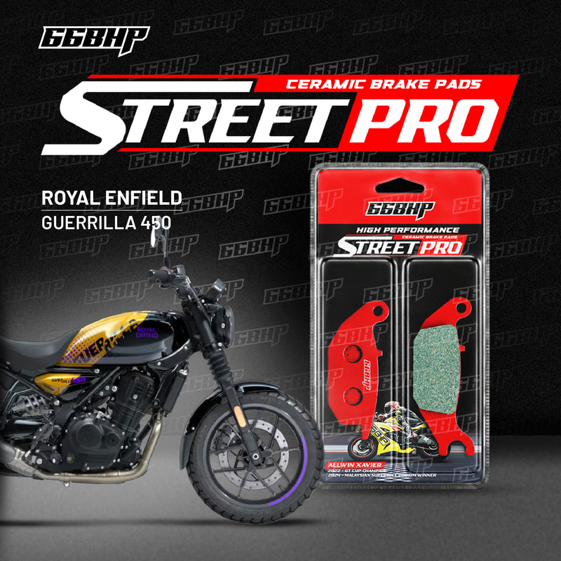 66BHP Street Pro ceramic brake pads for Royal Enfield Guerrilla 450