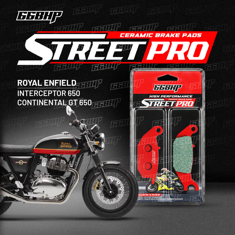 66BHP Street Pro ceramic brake pads for Royal Enfield GT / Interceptor 650
