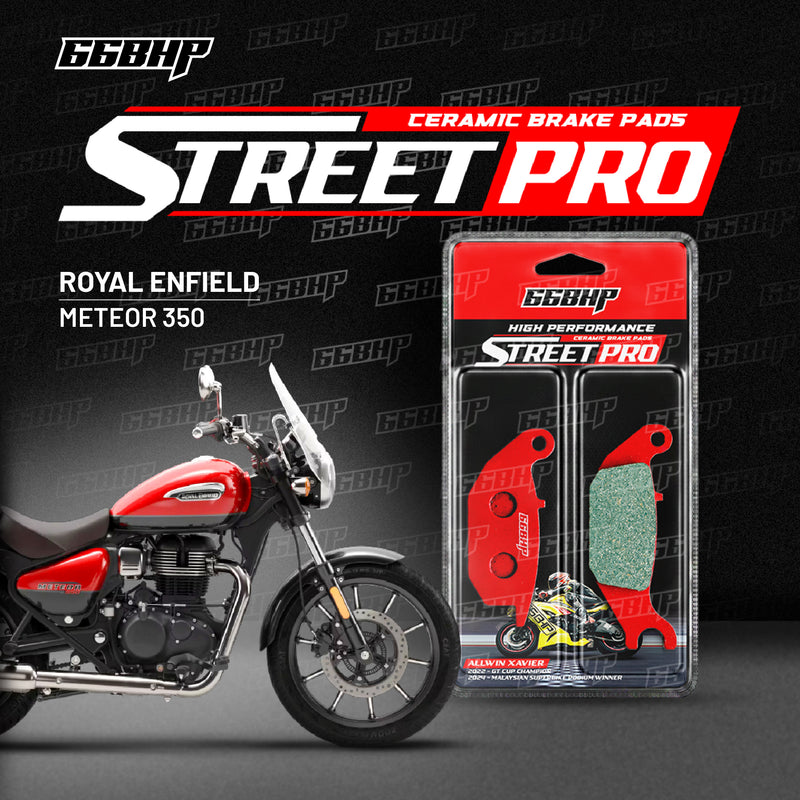 66BHP Street Pro ceramic brake pads for Royal Enfield Meteor 350 / Classic Reborn