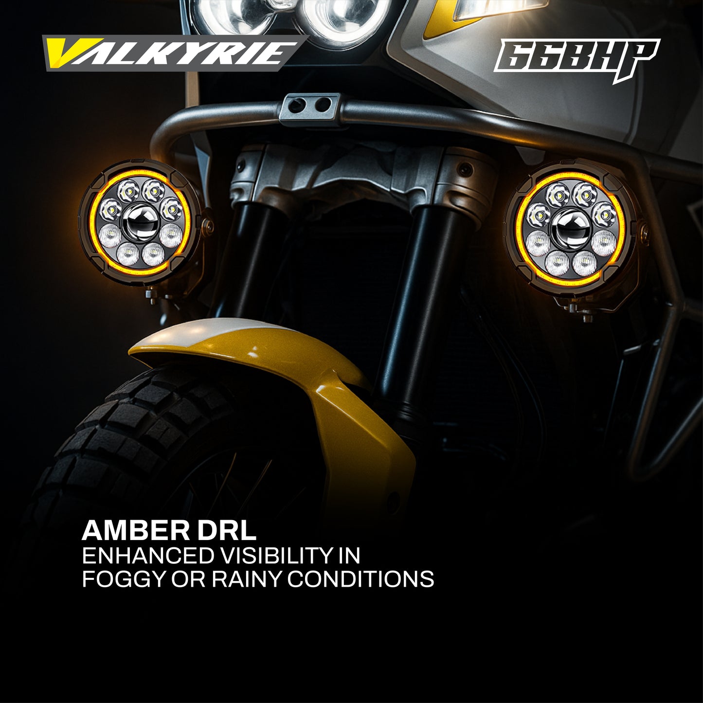 66BHP Valkyrie 4.5 Inch; 120W Ultra Vision Auxiliary Light – High/Low Beam + Amber DRL | 13200 Lumens | IP68 Waterproof