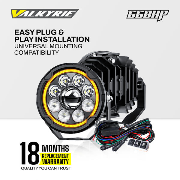 66BHP Valkyrie 4.5 Inch; 120W Ultra Vision Auxiliary Light – High/Low Beam + Amber DRL | 13200 Lumens | IP68 Waterproof