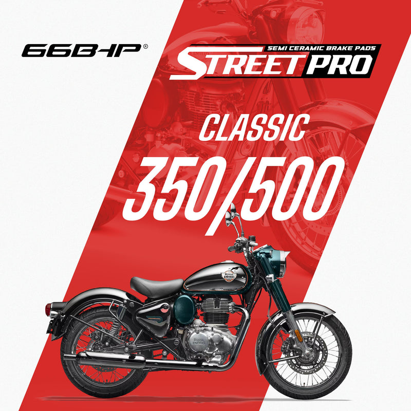 66BHP Street Pro ceramic brake pads for Royal Enfield Classic 350 / 500