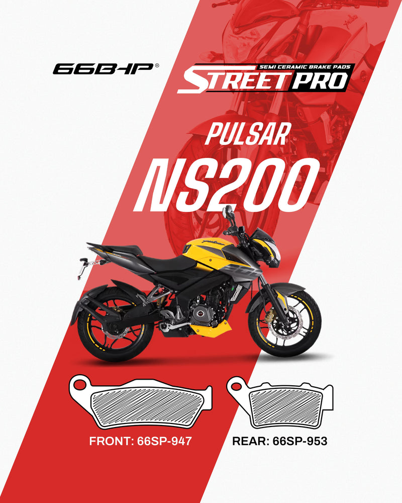 66BHP Street Pro ceramic brake pads for Bajaj Pulsar NS200  (UP TO 2024 Model)