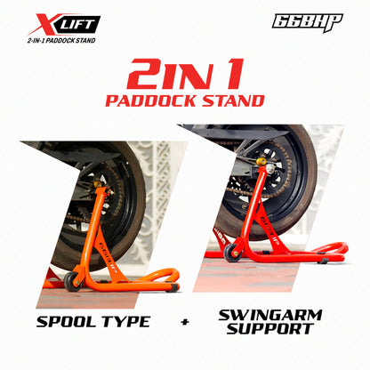 66Bhp X-Lift | The Ultimate 2-in-1 Paddock Stand – Spool & Swingarm Ready