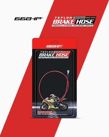 66Bhp Teflon Brake Hose 850MM (Diken Japan) with Premium Chrome Polished Banjo