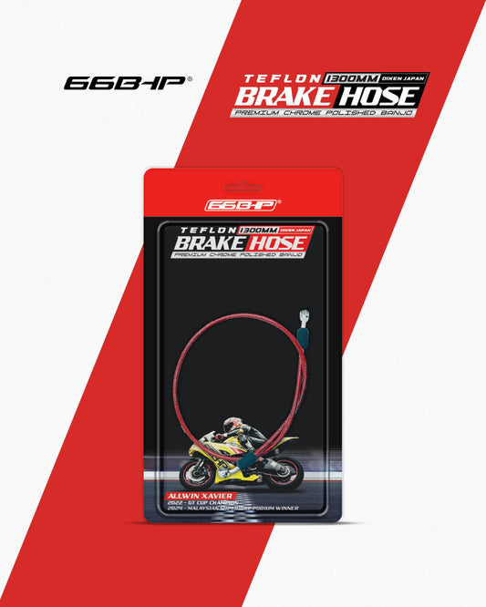 66Bhp Teflon Brake Hose 850MM (Diken Japan) with Premium Chrome Polished Banjo