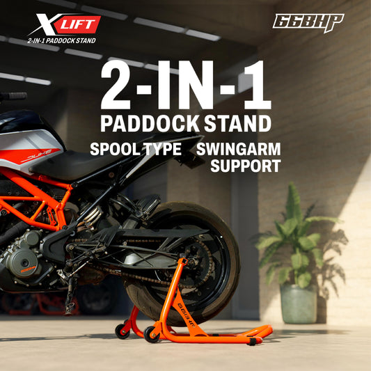 66Bhp X-Lift | The Ultimate 2-in-1 Paddock Stand – Spool & Swingarm Ready