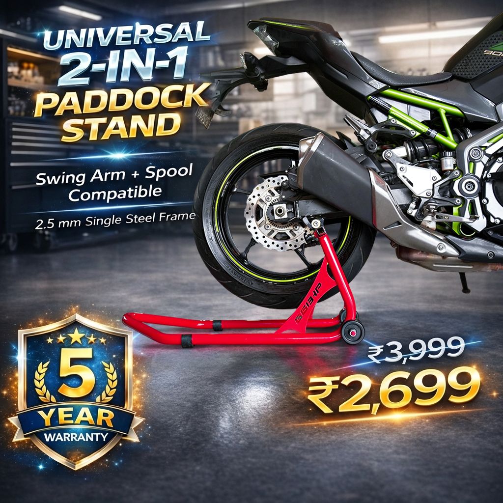 66Bhp Universal Paddock Stand – Spool Type + Swing Arm (2-in-1)