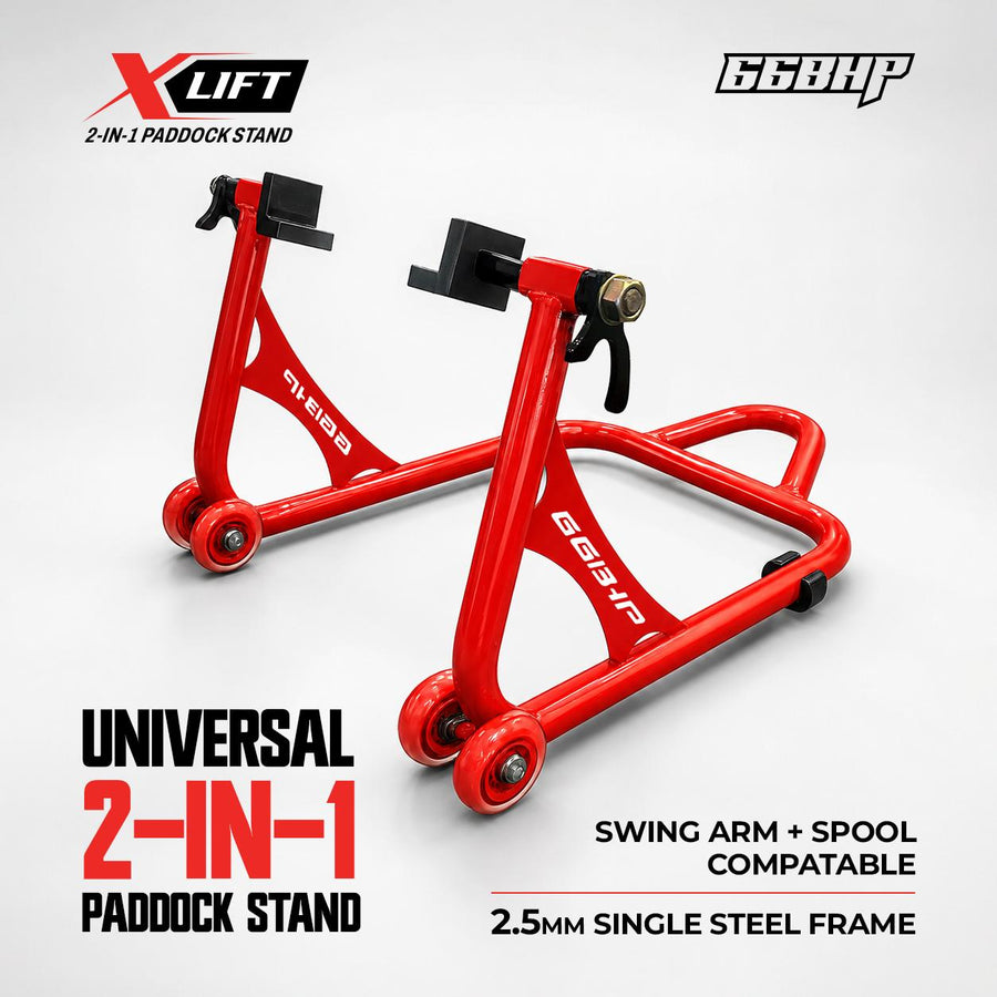 66Bhp X-Lift | The Ultimate 2-in-1 Paddock Stand – Spool & Swingarm Ready