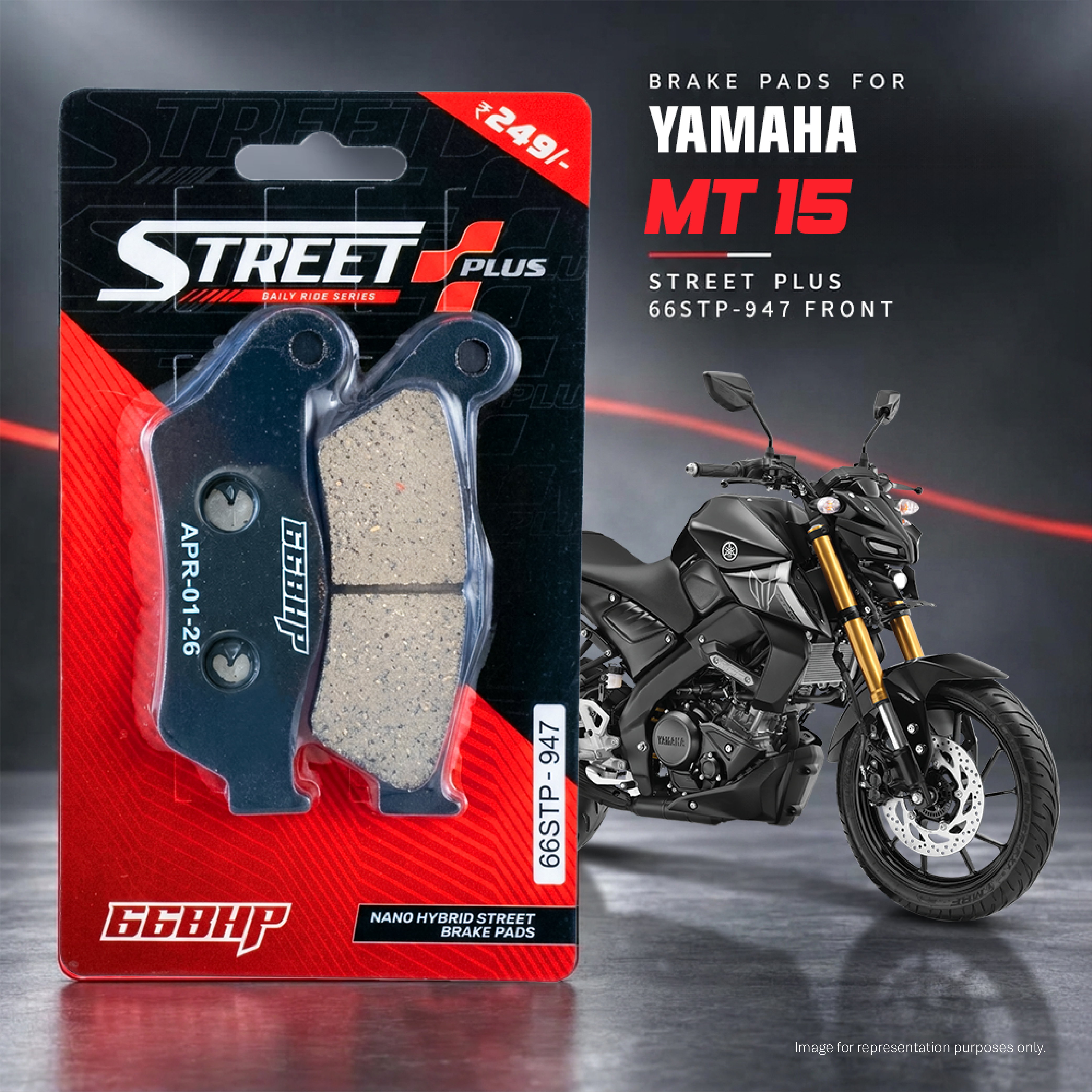 Yamaha MT 15 66BHP Street Plus Brake Pads ( UP TO 2024 MODEL)