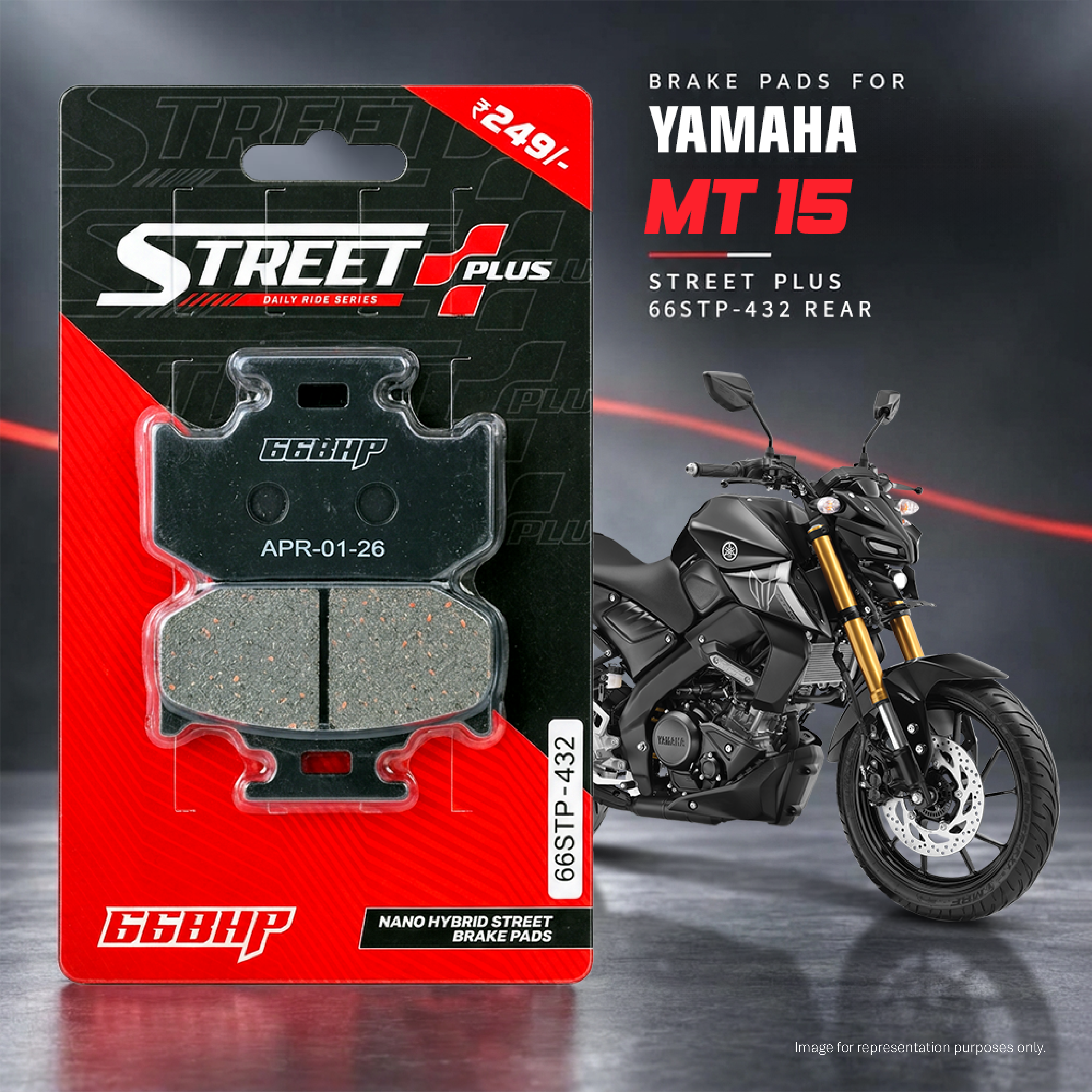 Yamaha MT 15 66BHP Street Plus Brake Pads ( UP TO 2024 MODEL)