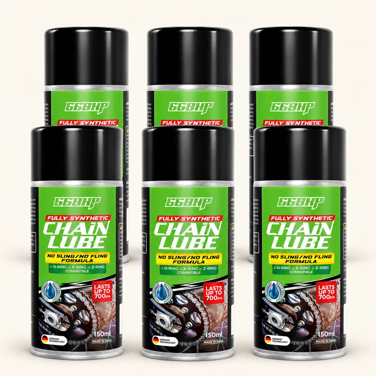 66BHP Fully Synthetic Motorcycle Chain Lube – Water-Resistant, Long-Lasting Protection