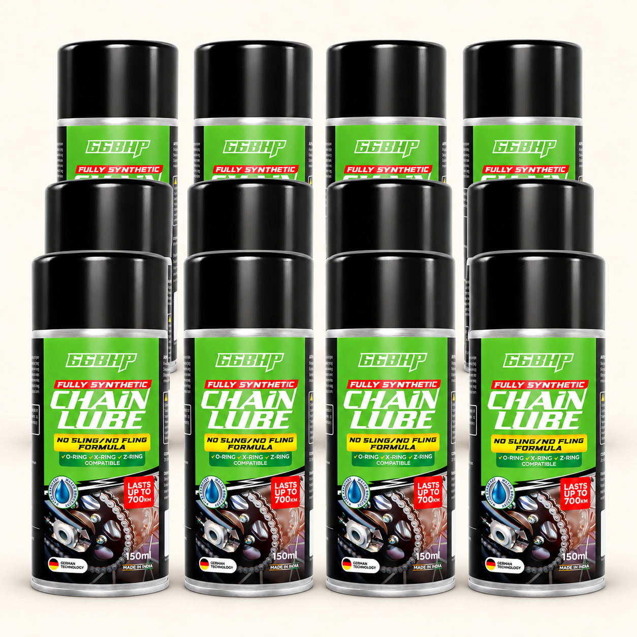 66BHP Fully Synthetic Motorcycle Chain Lube – Water-Resistant, Long-Lasting Protection